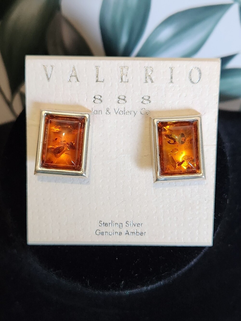 NWT Valerio 888 Sterling Silver Genuine Amber Cufflinks